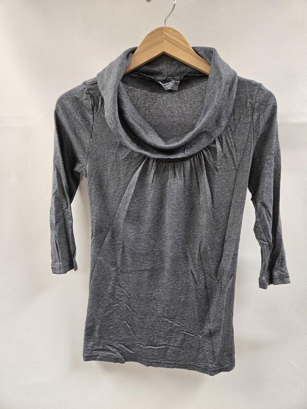 Michael Stars Shirt Womens One Size Gray Cowl Neck 3/4 Sleeve Lightweight Knit